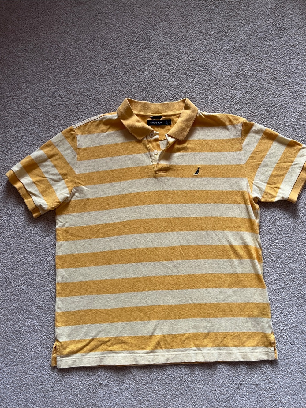 Nautica Men's Yellow and Cream Striped Polo